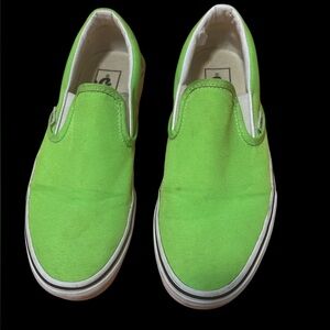 Vans neon Green Slip-On Shoes skater shoes sneakers men’s 6 women’s 7.5